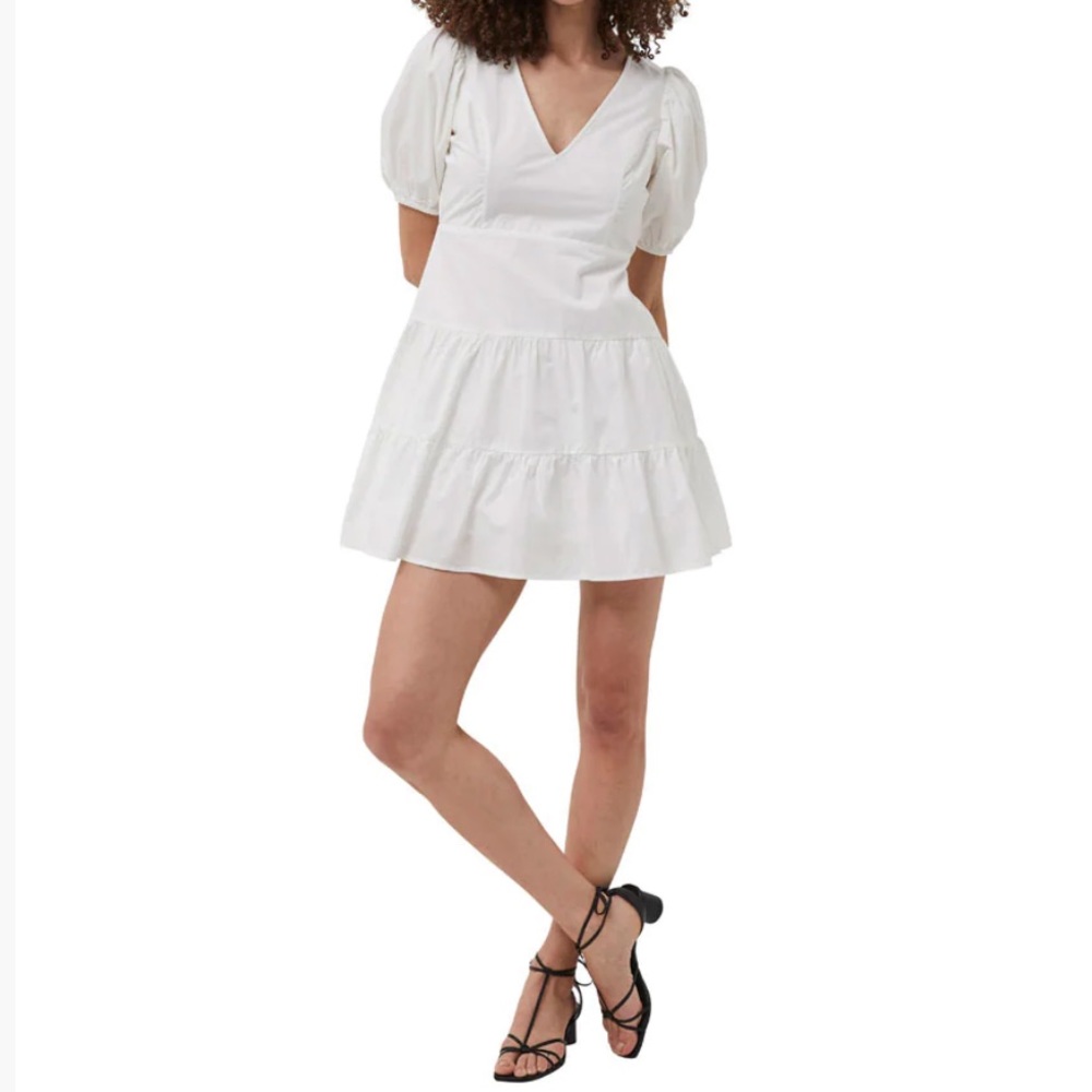 French Connection Puff Sleeves White Minidress